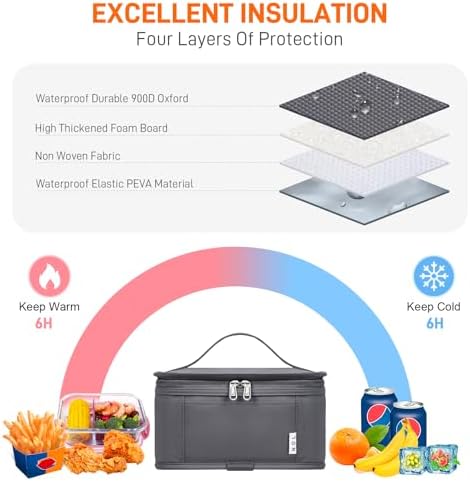 NOL Small Lunch Bag Mini Lunch Box Insulated Lunch Bag for Men/Women Leakproof Cooler Tote Bag Lightweight Nylon Waterproof Lunch Box For Work, Dark gray