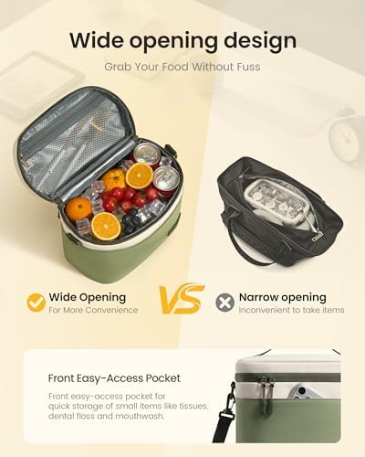 LOVEVOOK Insulated Lunch Box for Women Men, Reusable Lunch Bag for Work Picnic Beach College School, Leakproof Cooler Bag with Shoulder Strap & Ice Pack, Lunch Box/Bag for Mom Teacher Kids Girl Boy