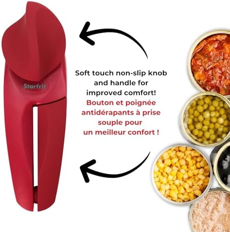 Starfrit MightiCan Can Opener, Safe Smooth-Cut, Comfort Grip, Blue