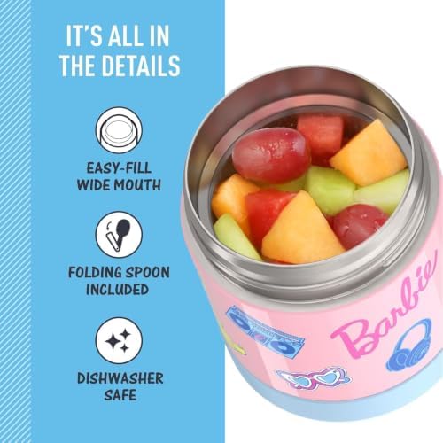 THERMOS FUNTAINER Kids Food Jar with Spoon, 10oz, Barbie