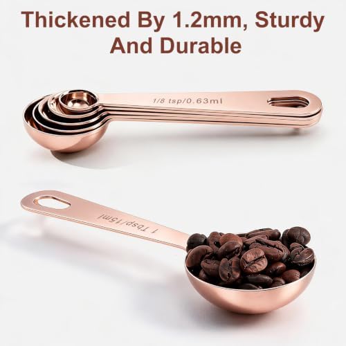Bopei 14-Piece 18/8 Stainless Steel Measuring Cups and Spoons, Rose Gold