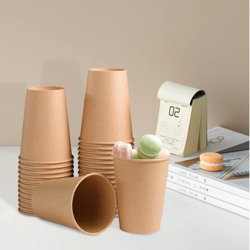 BYSNOW 1000 Pack 12 oz Kraft Paper Cups, Disposable Coffee Hot Water Cups