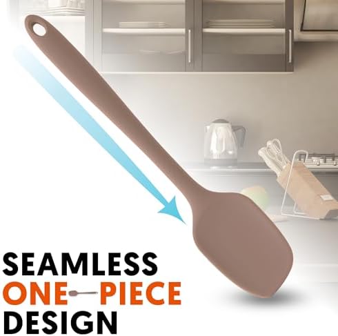 Platinum Silicone Spatula – BPA Free Silicone Spatula for Cooking – Heat Resistant Cooking Utensils for Non Stick Pans – One-Piece Spoonula for Baking, Mixing & More – Kitchen Scraper 11.4” DryRose