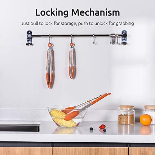 U-Taste Kitchen Tongs for Cooking, 600ºF Heat-Resistant Tps, 3Pcs/Orange