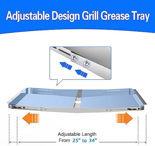 Grease Tray Replacement with Catch Pan for Dyna Glo Grill Adjustable Length