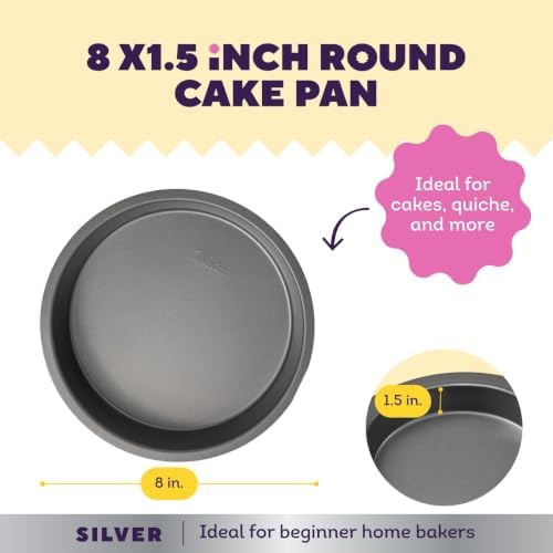 Wilton Silver Non-Stick Round Cake Pan, Made Without PFAS, 8 in.