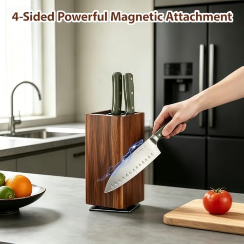Magnetic Knife Block, 360° Rotating Knife Holder without Knives