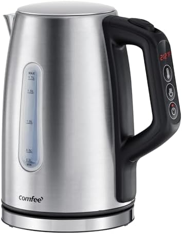 COMFEE' Stainless Steel Temperature-Control Kettle, 1.7L with 6 Preset Mode