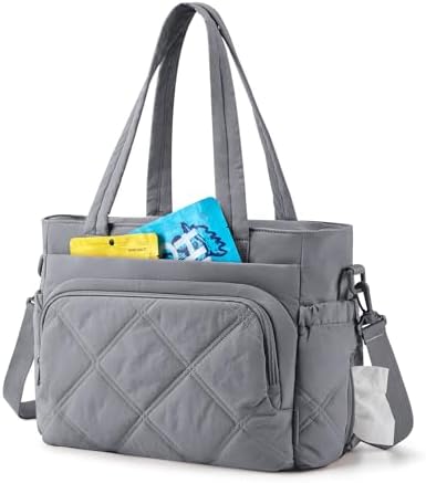BAGSMART Lunch Bag Women Large Lunch Box Insulated Tote Bag with Multi-Pockets Quilted Puffy Tote for Work, Outdoors