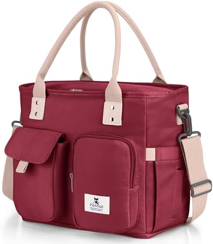 Hafmall Large Lunch Box for Women, Insulated Lunch Bag, Wide Opening, Red