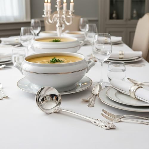 KEAWELL Premium Luxury 2-Piece 7.5-Inch Gravy Ladle Set (2, Silver)