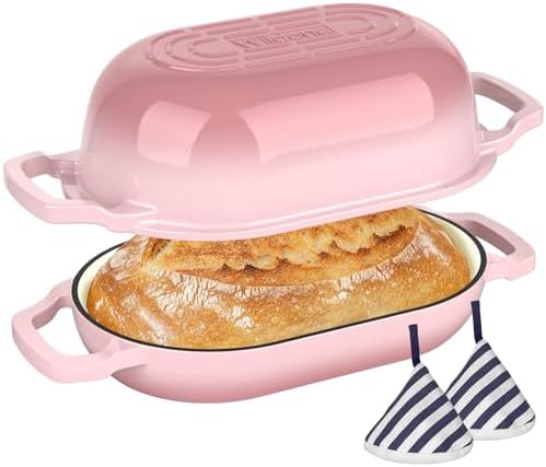 Wildone Enameled Cast Iron Dutch Oven Pot with Lid, Oval Bread Oven