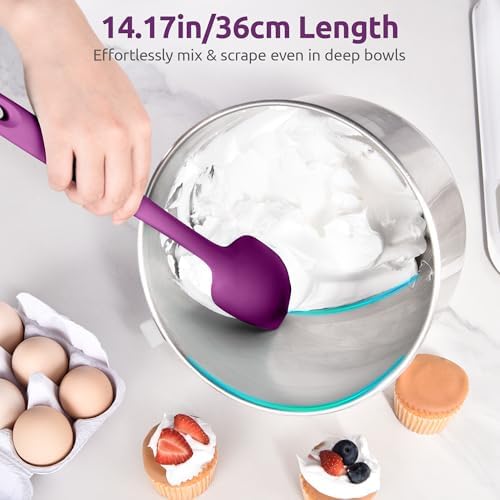 U-Taste 14" Long Silicone Spoonula, 600°F High Temp Spoon Spatula, Purple