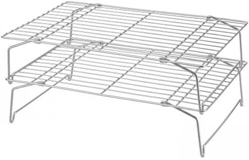 P&P CHEF Cooling Rack Set of 2, 2-Tier 16.5" x 11.4" Stackable Rack, Silver