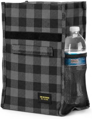 2nd Childhood Insulated Lunch Bag for Men, Durable & Reusable, Plaid Grey