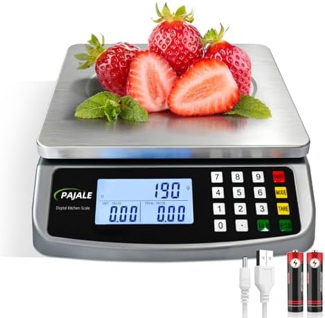 66lb/30kg Food Scale, Large Digital Kitchen Scale 0.05oz/1g Commercial Scale for Food 304 Stainless Steel Counting Scale for sourdough Bread Baking Cooking Meat Restaurant Vegetables Farm