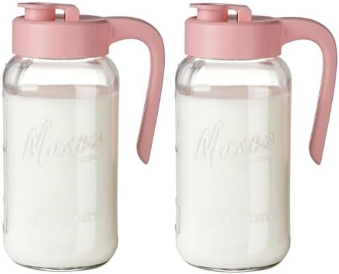 Mason Jar Pitcher, 2 pcs 64 oz (2 quart), Glass Pitcher with Lid
