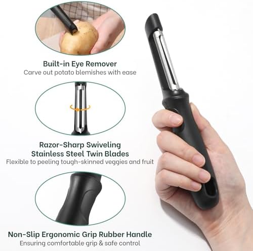 Beneno Swivel Vegetable Peeler, Smooth Peeling Potato Peeler (2, Black)