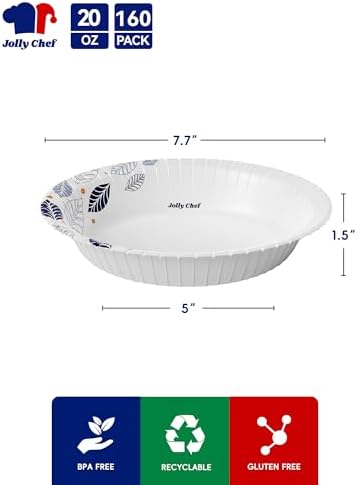 JOLLY CHEF 160 Count Paper Bowls 20 oz with Leaf Floral Print