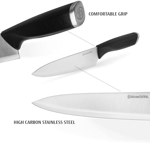 Black Knife Set with Magnetic Strip for Wall,6-Piece