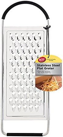 TableCraft SG206BH, 12.25" x 4.25" Stainless Steel Flat Grater, Extra Coarse Holes for Shredding Cheese and Vegetables, Compact and Easy to Store, Dishwasher Safe