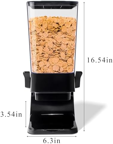 Cereal Dispenser Countertop, 5L Kitchen Organization Cereal Containers Storage, Desktop Candy Dispenser Plastic Cereal Dispenser, Snack Containers Can Hold Granola, Dry Food, Grain (Black, 3Pc)