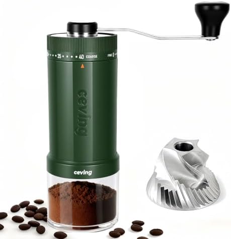 CEVING World's First 60g Large Capacity Manual Coffee Grinder, Green