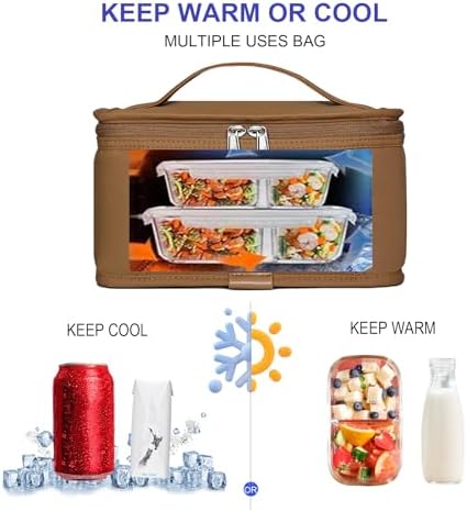 NOL Small Lunch Bag Mini Lunch Box Insulated Lunch Bag for Men/Women Leakproof Cooler Tote Bag Lightweight Nylon Waterproof Lunch Box For Work,Brown