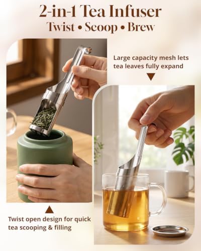 Tea Infuser for Loose Leaf Tea, Stainless Steel Fine Mesh Tea Strainer