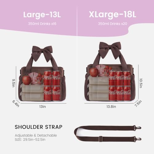 LOVEVOOK Insulated Lunch Box for Women,Adult Lunch Cooler Tote Bag with Bow