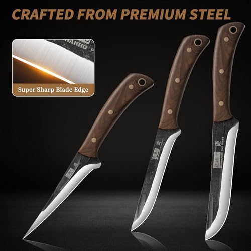 HOSHANHO Butcher Knife Set 3PCS, Sharp Fillet & Utility & Paring Knife Set