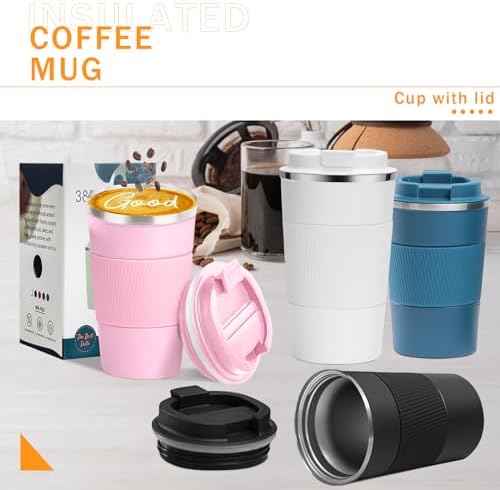 Insulated Travel Coffee Mug, Stainless Steel Coffee Cup with Leakproof Lid