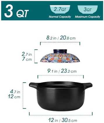 vancasso 3QT Ceramic Stock Pot with Lid, Nonstick Casserole Pot for Cooking