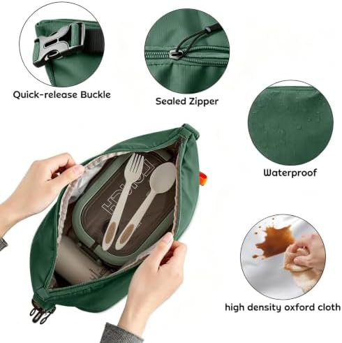 SUOXU Insulated Lunch Bag, Reusable Thermal Lunch Box Tote for Women & Men (Green)
