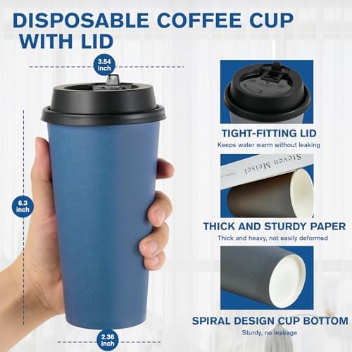 LITOPAK 100 Pack 20 oz Disposable Paper Coffee Cups with Lids