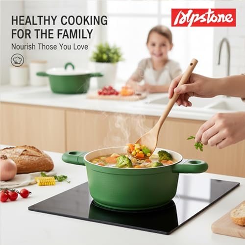 Alpstone 5QT Nonstick Stock Pot with Lid, Green