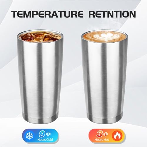 StarSpeed 8 Pack 20oz Stainless Steel Travel Coffee Tumbler,Silver