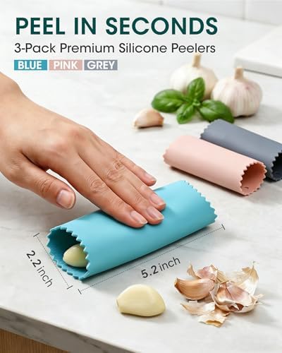 3-Pack Silicone Garlic Peeler Tube - Roller Garlic Stripper