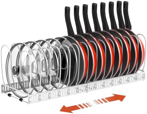 Housolution Pot and Pan Lid Organizer Holder Storage Rack, White