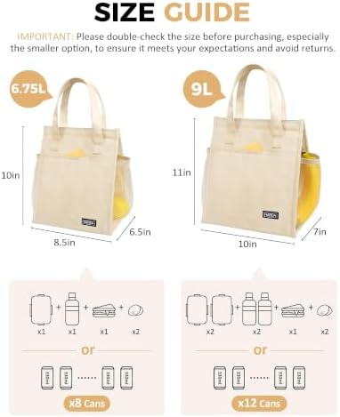 6.75L Small Insulated Lunch Bag, Reusable Cooler Tote Thermal Snack Bag