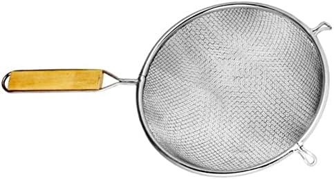 TrueCraftware- 6-Inch Double Fine Tin Mesh Strainer 6-3/4" Handle Length Wooden Handle- Kitchen Utensil Food Strainer Skimmer Spoon for Cooking Sieve Sifters Rice Quinoa Pasta Fruits Vegetable