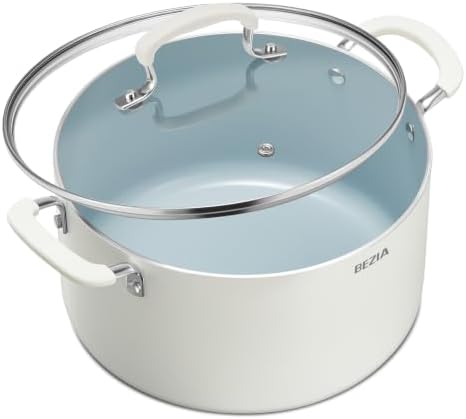 BEZIA 8QT Non Stick Stock Pot with Lid, Ceramic Induction Cooking Pot