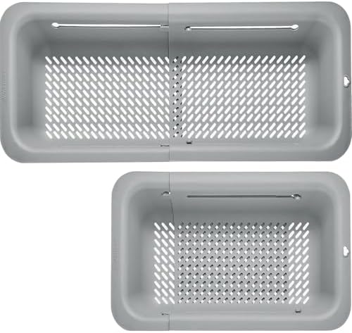 LASSHSWA Collapsible Colander for Kitchen, Over the Sink Strainer Basket for Kitchen, Fruit Pasta Food Strainer Expandable Plastic Colander BPA Free (Gray)