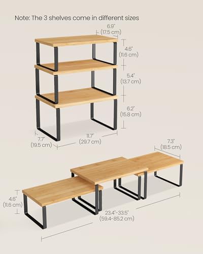 SONGMICS Cabinet Organizer Shelf, Set of 3 Spice Rack, Kitchen Storage