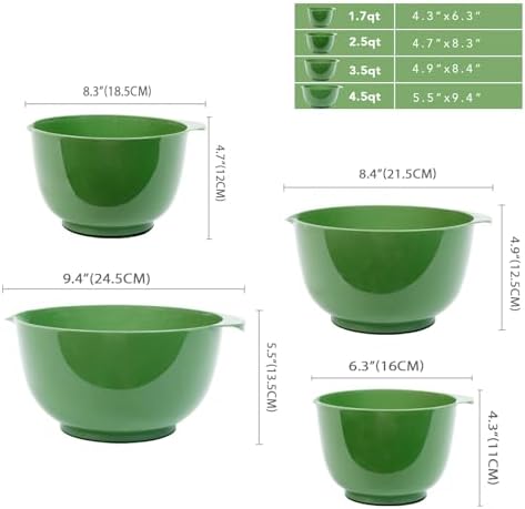 BoxedHome Classic Mixing Bowls Set of 4, BPA Free Plastic Microwave Safe