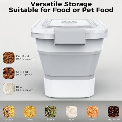10-13Lbs Airtight Dog Food Storage Container,Collapsible Dog Food Container