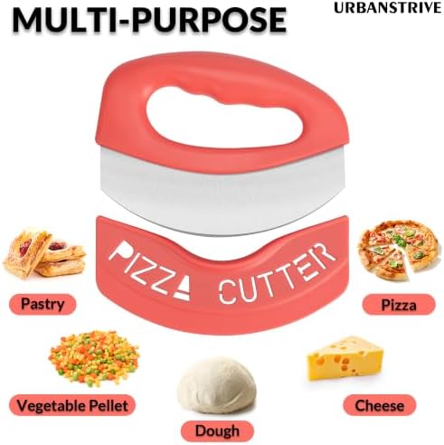 Pizza Cutter with Blade Cover Stainless Steel Upgraded Sharper Blade Coral