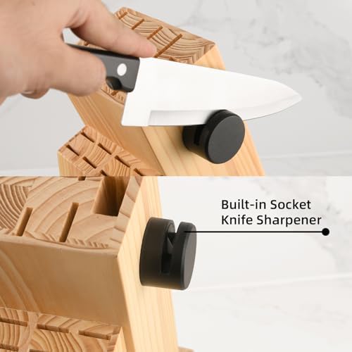 19-Piece Knife Set, German Steel, Durable and Dishwasher Safe, Knife Sets for Kitchen with Block Sets with Built-in Sharpener for Chopping, Slicing, Dicing&Cutting