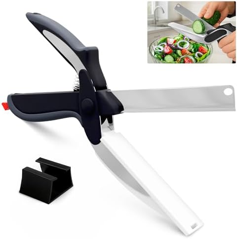 2 in 1 Kitchen Scissors for Food with Cutting Board, Safety Lock
