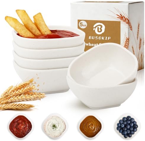 5 OZ Sauce Bowls Set of 6, Unbreakable Dipping Sauce Cups - White